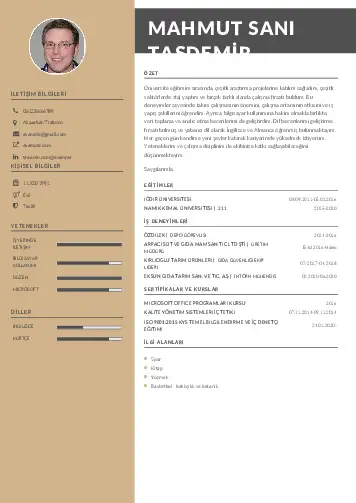 Gıda Mühendisi CV Örnekleri cv indir